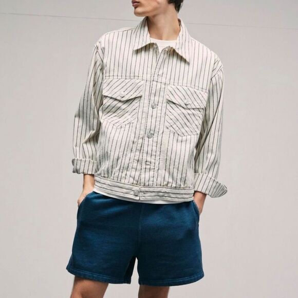 BDG Relaxed Fit Canvas Stripe Trucker Jacket L - Picture 5 of 5